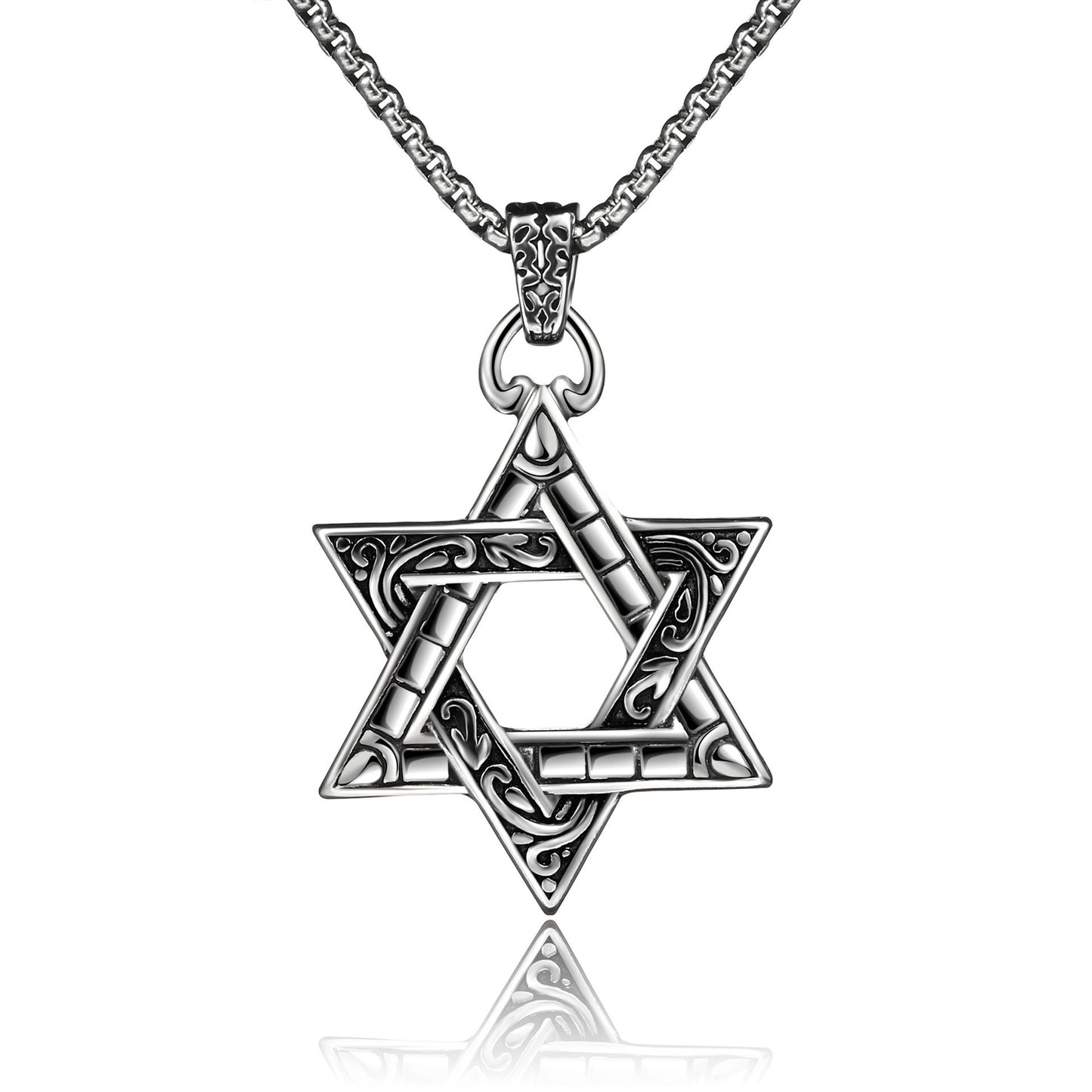 Planderful Hexagram Necklace For Men Durable Titanium Steel Pendant With Urban Hip Hop Style