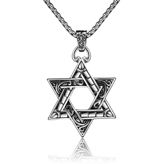 Planderful Hexagram Necklace For Men Durable Titanium Steel Pendant With Urban Hip Hop Style