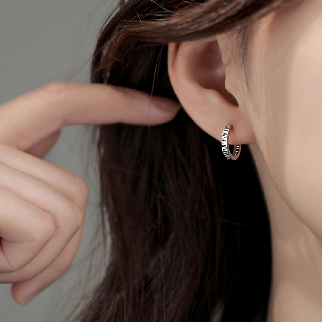 Minimalist Roman 925 Sterling Silver Women's Earrings