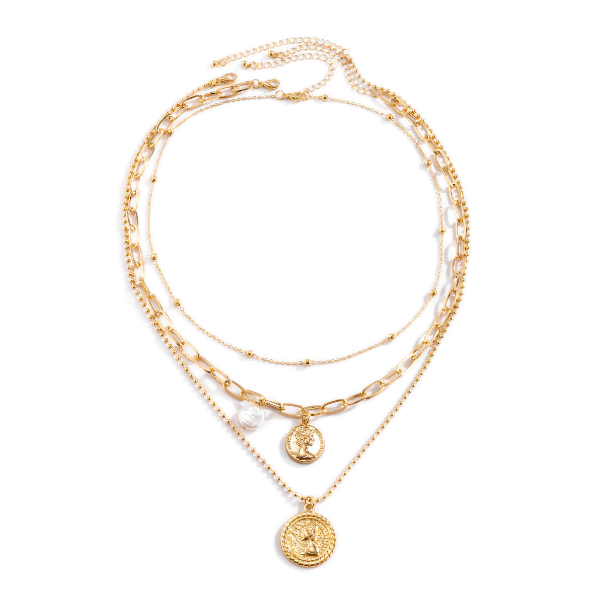 Planderful Vienna Verve Pearl Pendant Necklace For Women - Retro Multi-Layer Bead Chain, Statement Jewelry