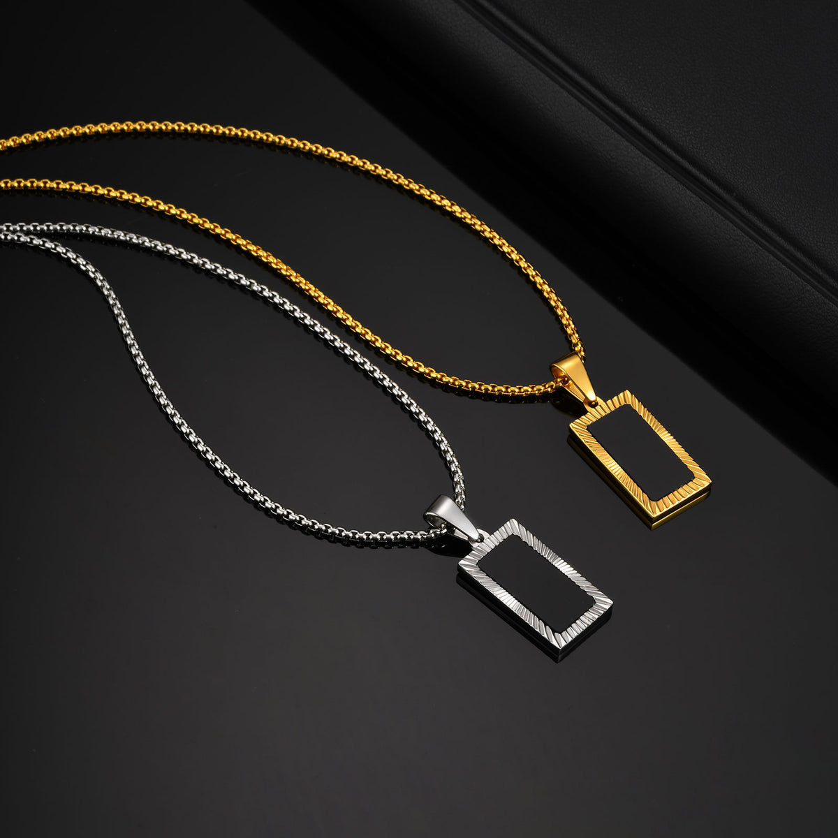 Black Inlay Sunburst Pendant — Chain Optional