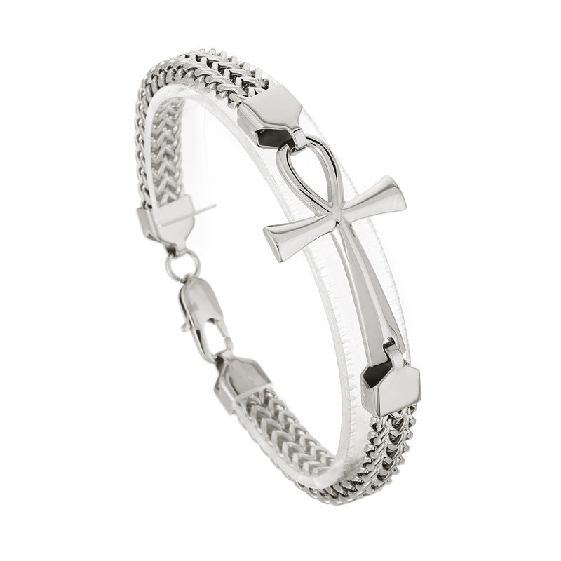 Planderful Mens Egyptian Cross Titanium Bracelet Vintage