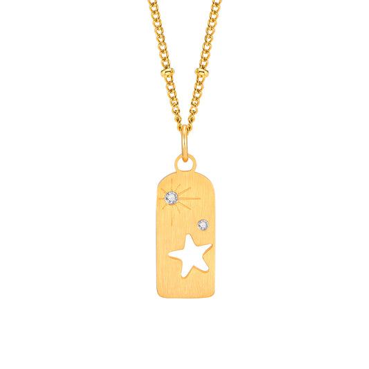 Zircon Geometric Stainless Steel Necklace