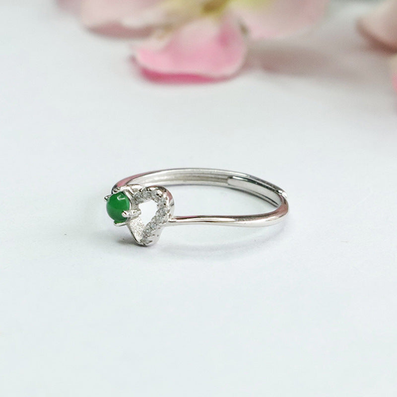 Green Jadeite Heart Ring