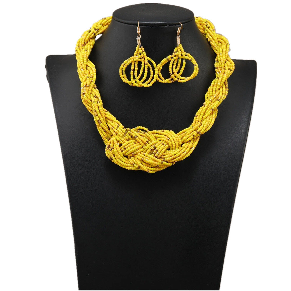 Chinese Knot & Rice Bead Necklace Set - Planderful Collection - Savanna Rhythms