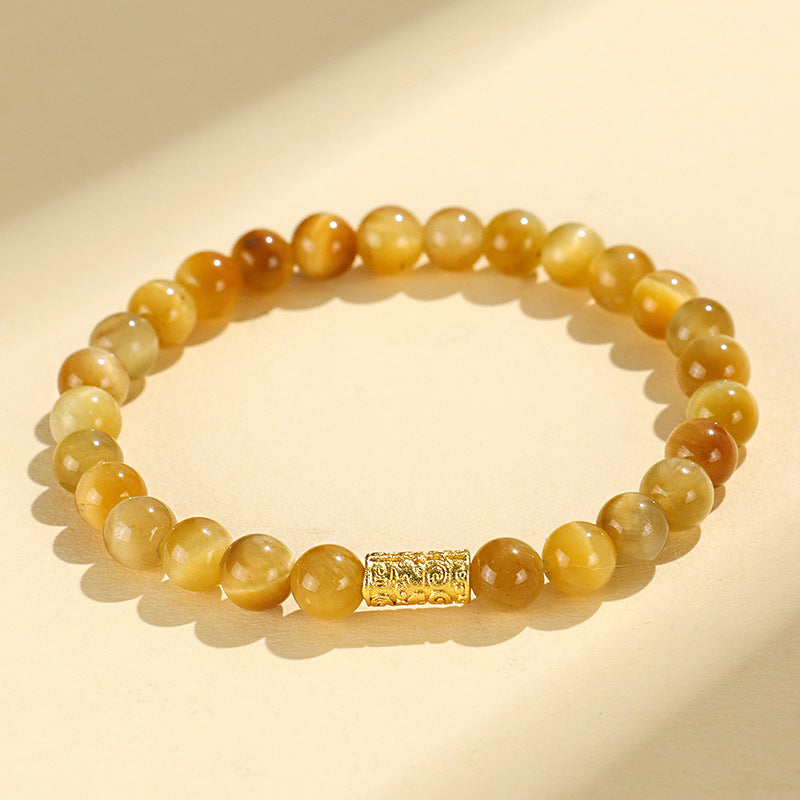Golden Tiger Eye Bamboo & Fish Motif Bracelet