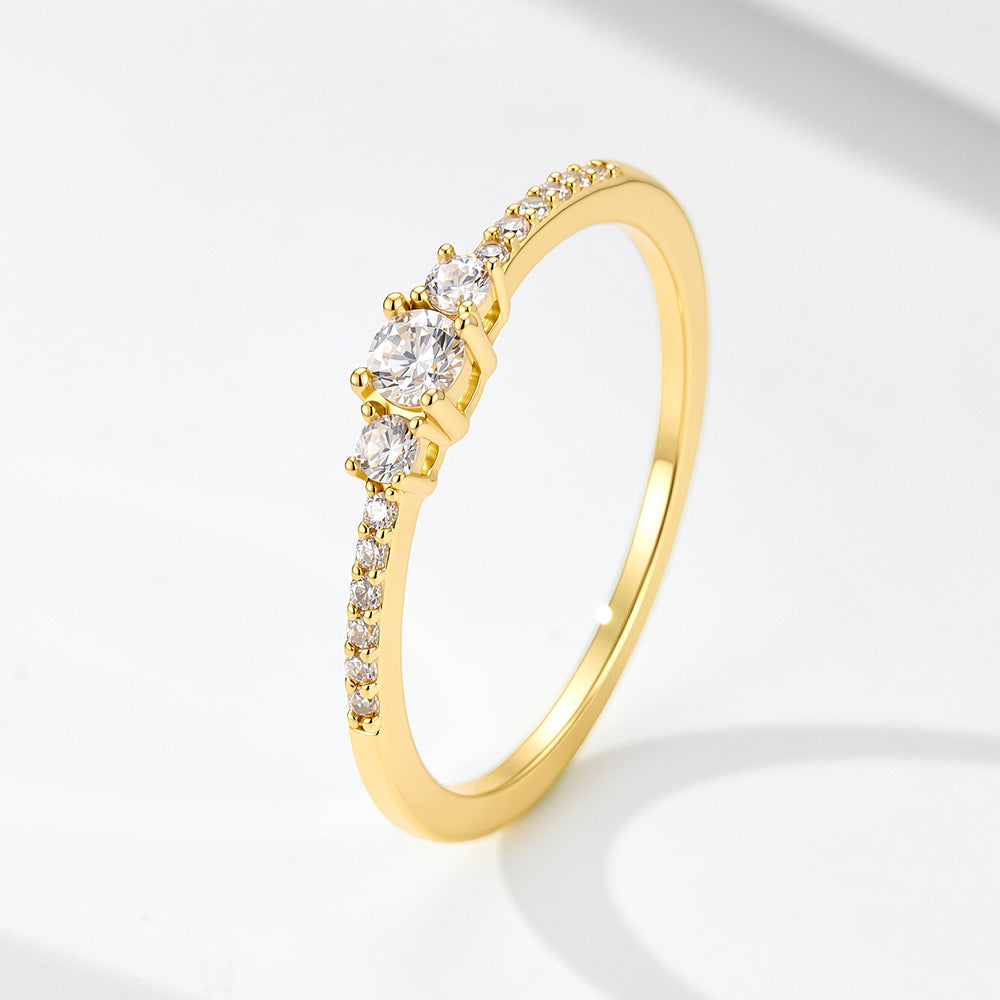 S925 Sterling Silver Round Zircon Ring Exquisite Zircon Ring