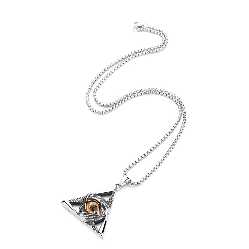 Stainless Steel Necklace - Vintage Punk Devil Eye Pendant for Everyday Wear and Gift Idea