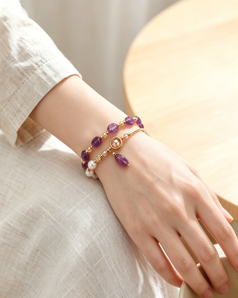 Freshwater Pearl Amethyst Jade Bracelet