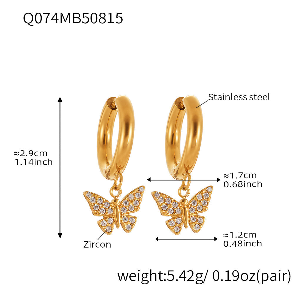 Planderful Zircon Earrings Butterfly Pendant For Fairy Fans