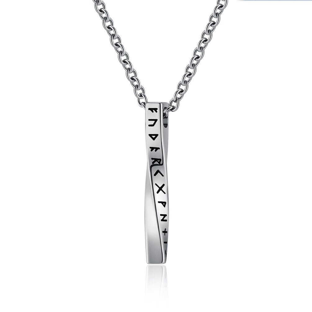 Nordic Viking Text Mobius Titanium Steel Necklace for All