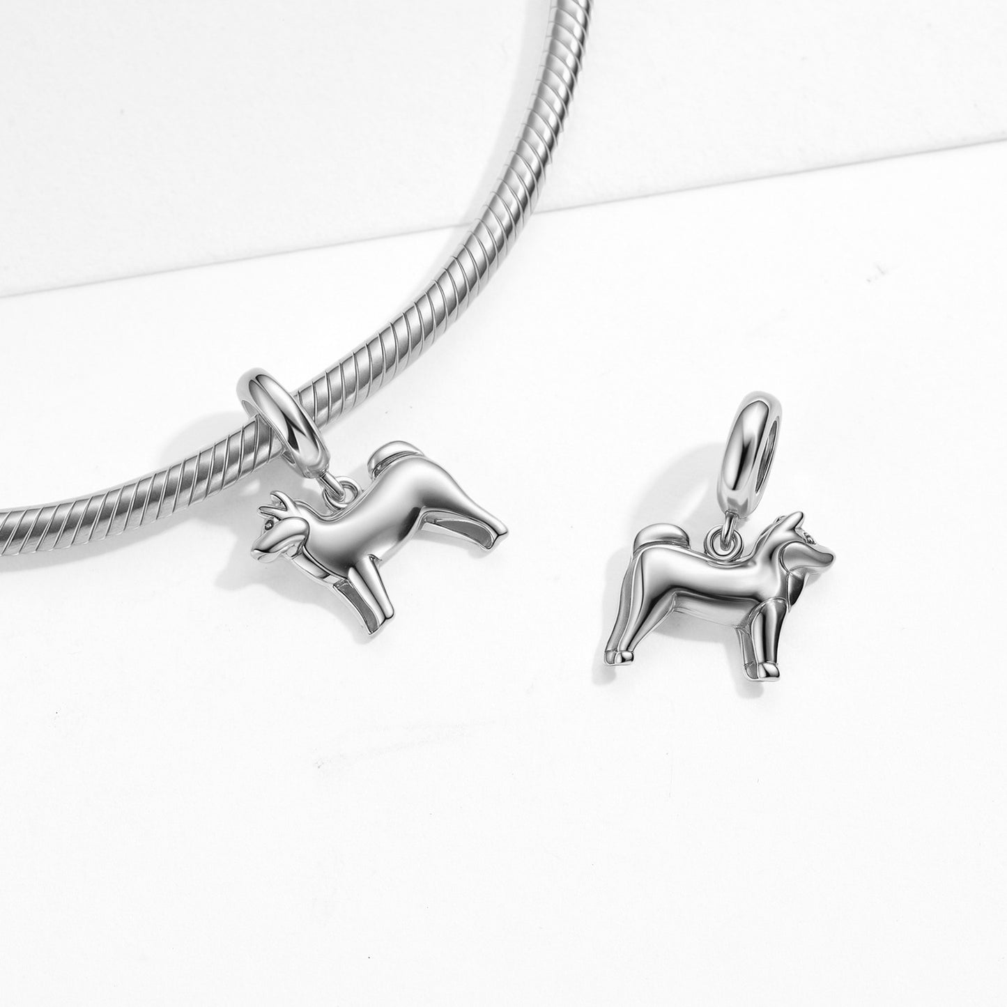 Planderful Jewelry Shiba Inu Pendant Sterling Silver Necklace Oxidized Finish Texture