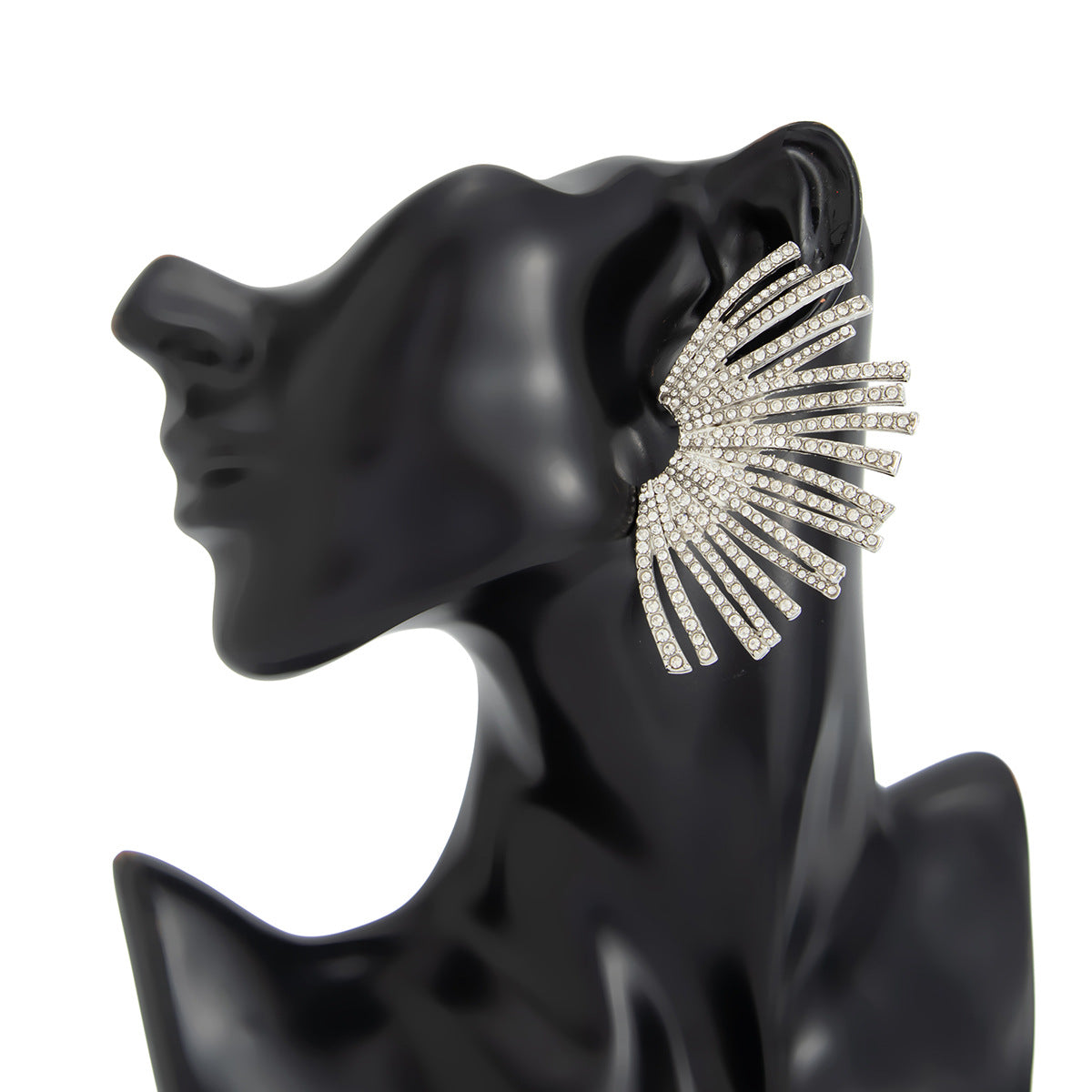 Planderful Vienna Verve Zircon Earrings For Women Fan Shaped Geometric Inlaid Statement