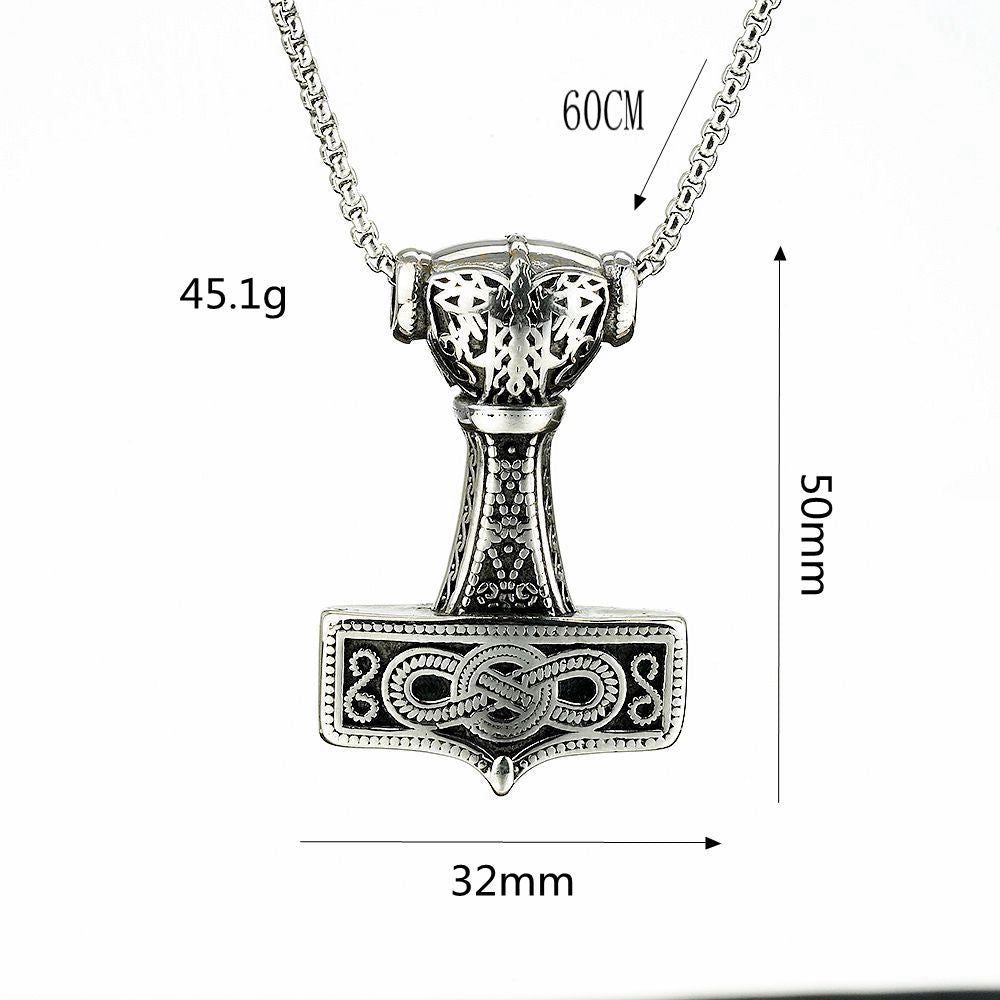 Planderful Thor Hammer Pendant Personalized Viking Necklace For Men Titanium Steel Bold Trendsetter Jewelry