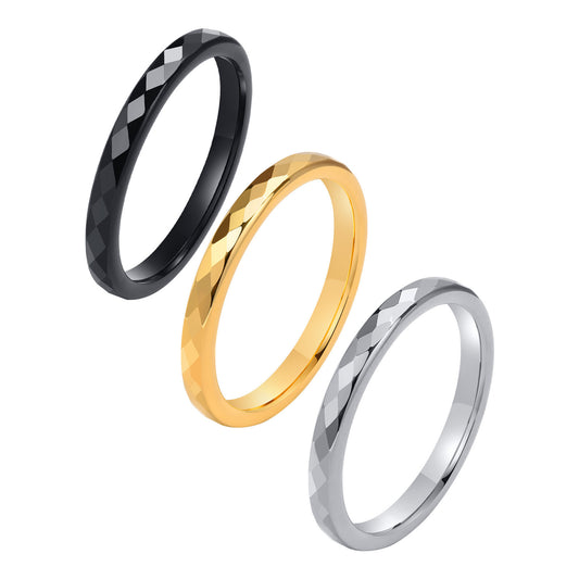 Arrivals Tungsten Steel Ring Batch Flower Cut Polygon Couple Tungsten Steel Ring – Ring –