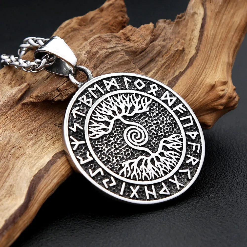 Vintage Tree of Life Viking Stainless Steel Men's Pendant Necklace