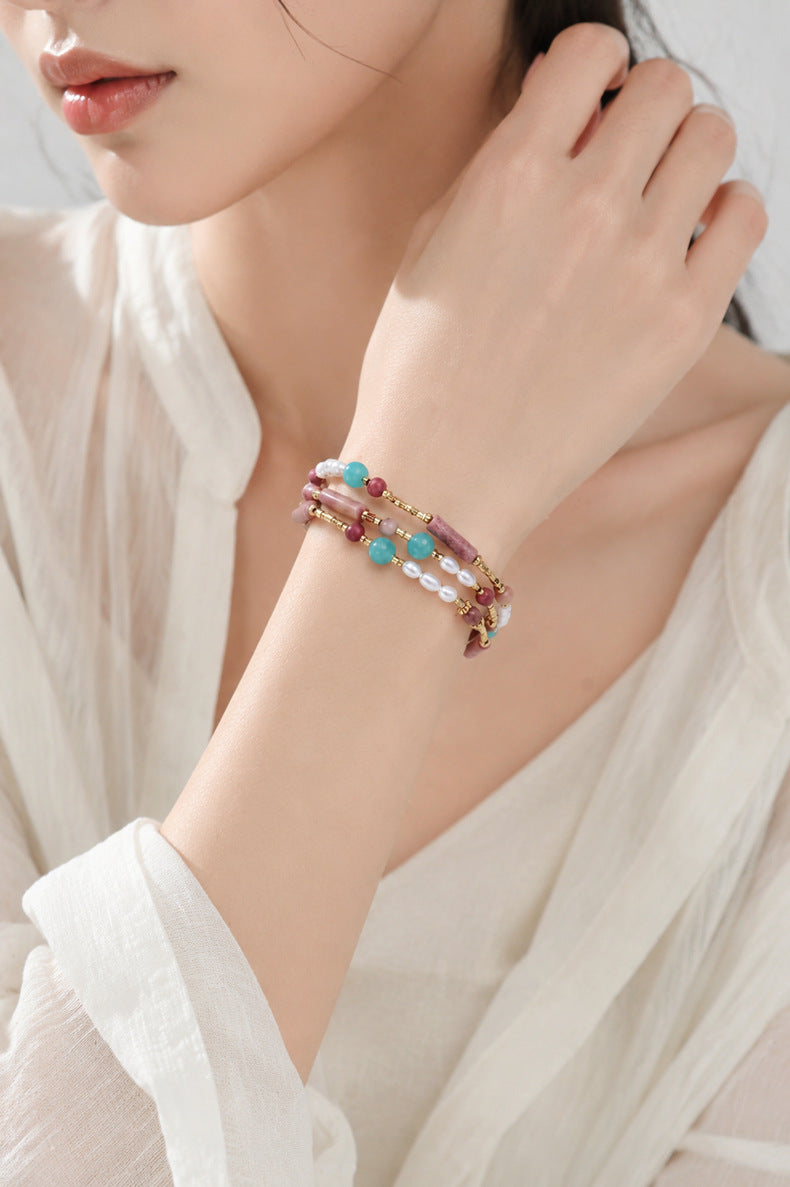 Freshwater Pearl & Aventurine Multi-Wrap Bracelet