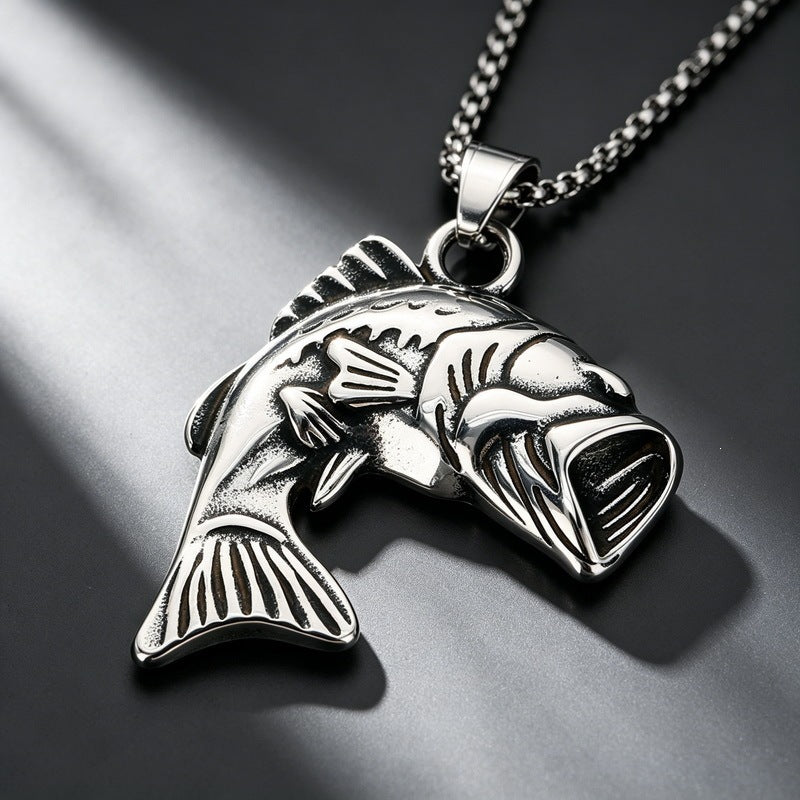 Beast Reptile Fish Titanium Steel Pendant Vintage Dragon Snake Crocodile Men's Stainless Steel Necklace