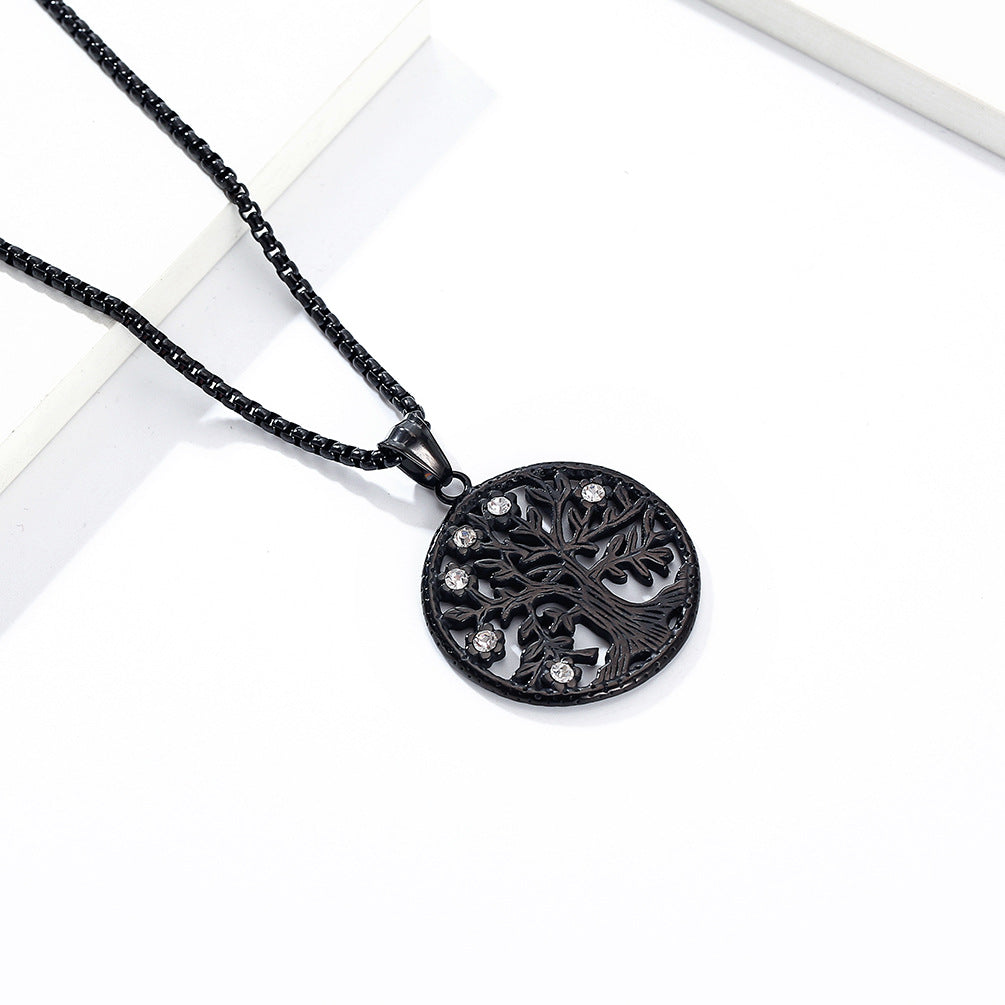 Planderful Celtic Tree Of Life Necklace For Modern Hipster Style Enthusiasts Durable Steel Pendant