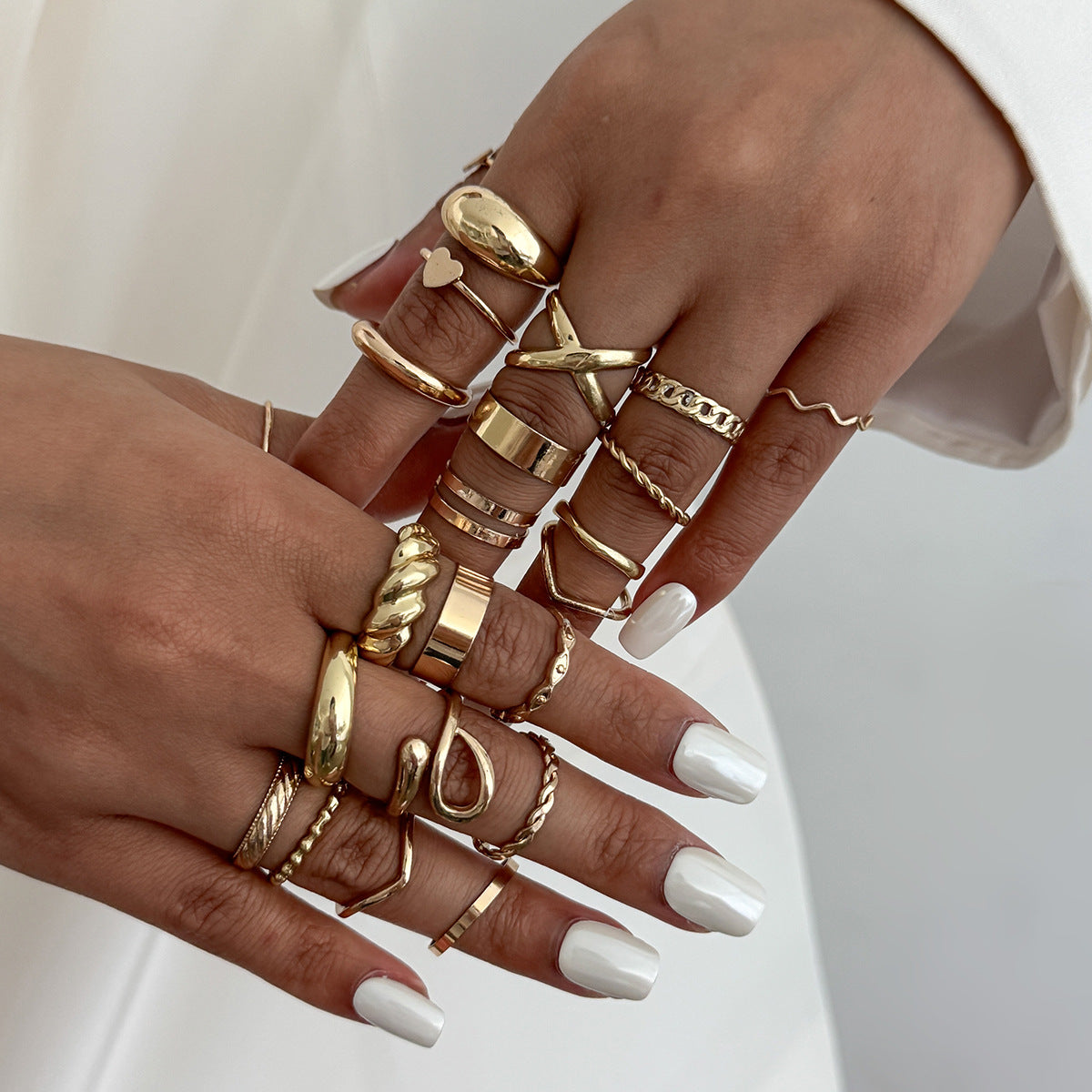 Planderful Vienna Verve Open Ring Set For Women Irregular Smooth Band With Statement Jewelry