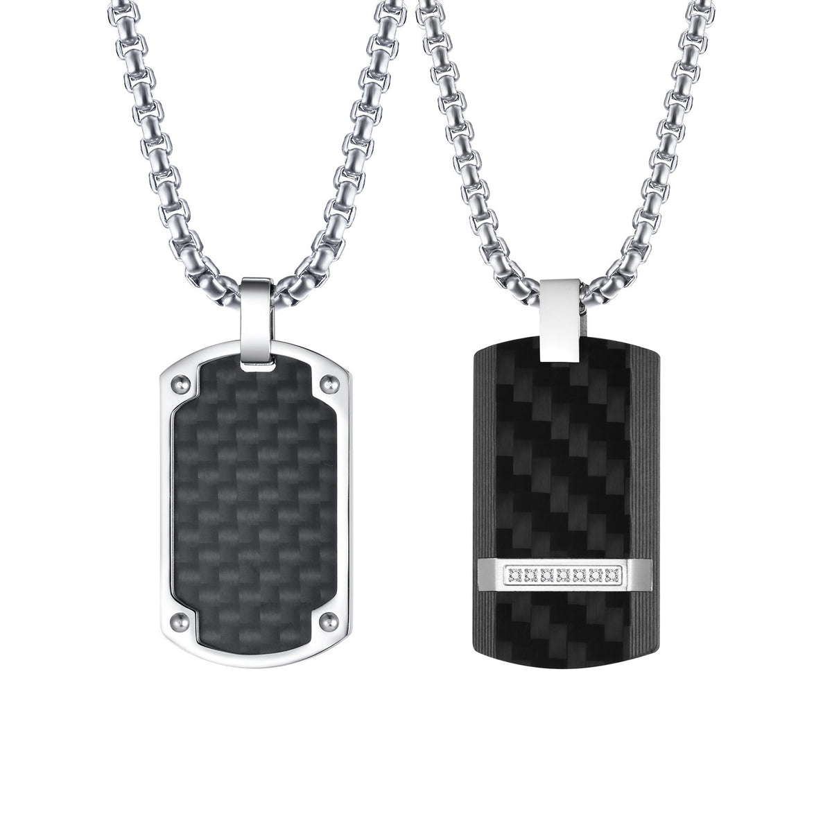 Carbon Fiber Black Stainless Steel Necklace for Men