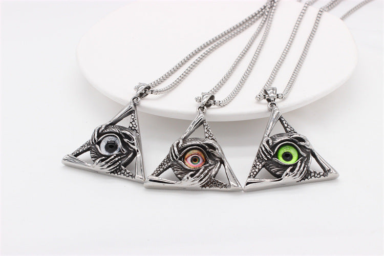 All Seeing Eye Freemason Pyramid Pendant Titanium Steel Durable Unisex Necklace By Planderful For Men And Style Seekers