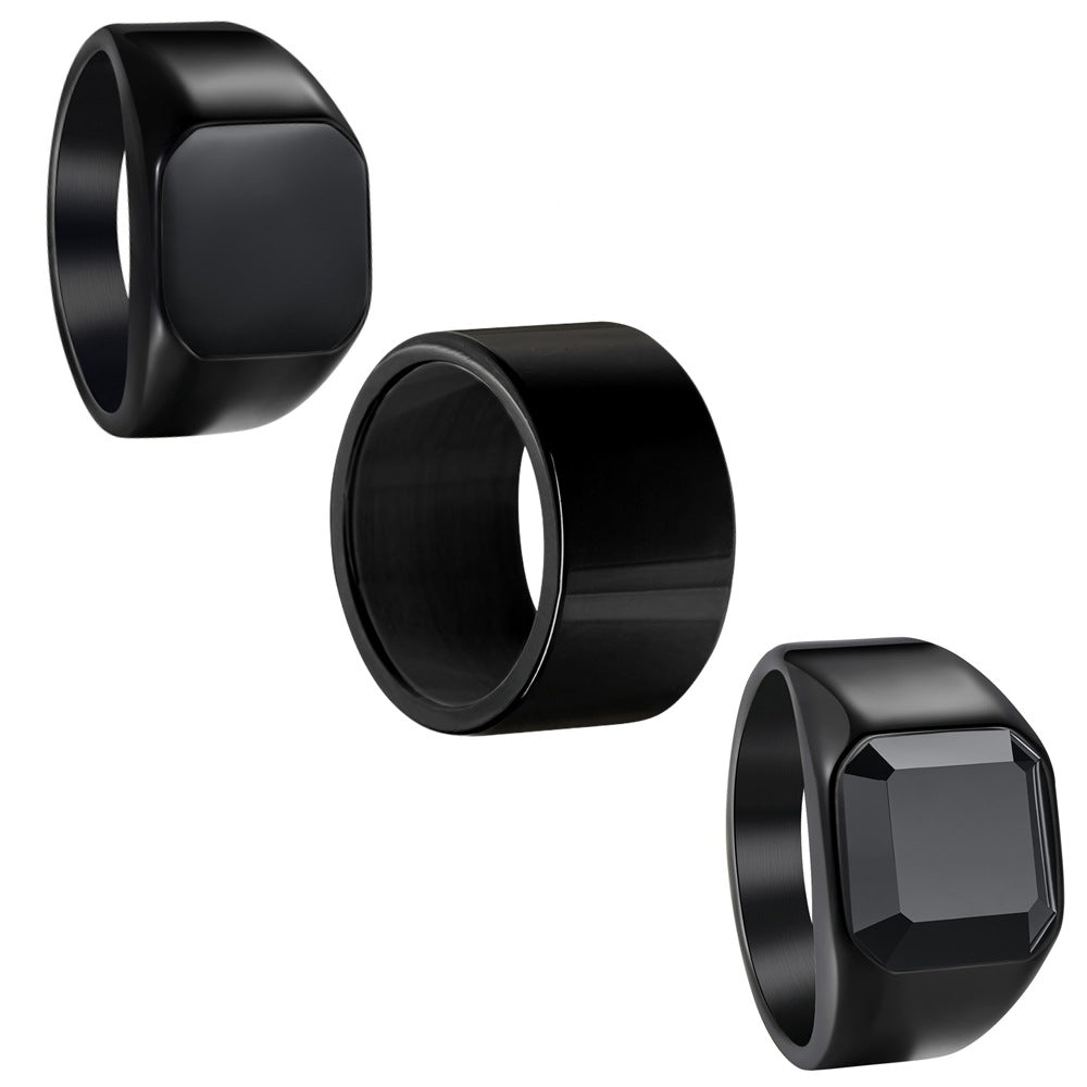 Planderful Mens Titanium Ring Set Inlaid Gemstones