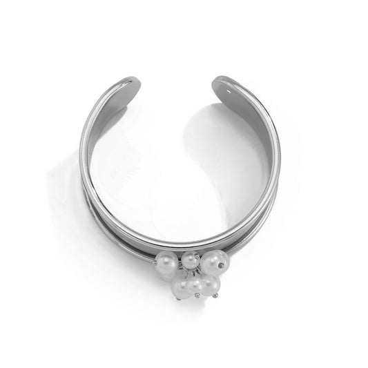 Planderful Vienna Verve Imitation Pearl Bracelet For Women Retro Open Cuff Elegant Statement