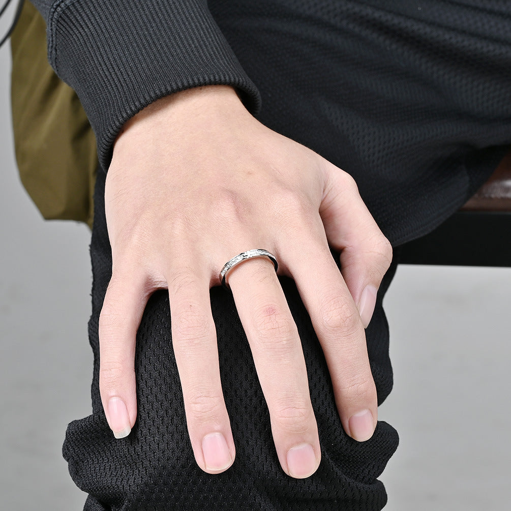 European and American Style Zircon-Set Cross Stainless Steel Ring for Men and Women