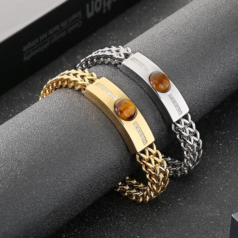 Planderful Zircon Bracelet Titanium Men Hip Hop Genie