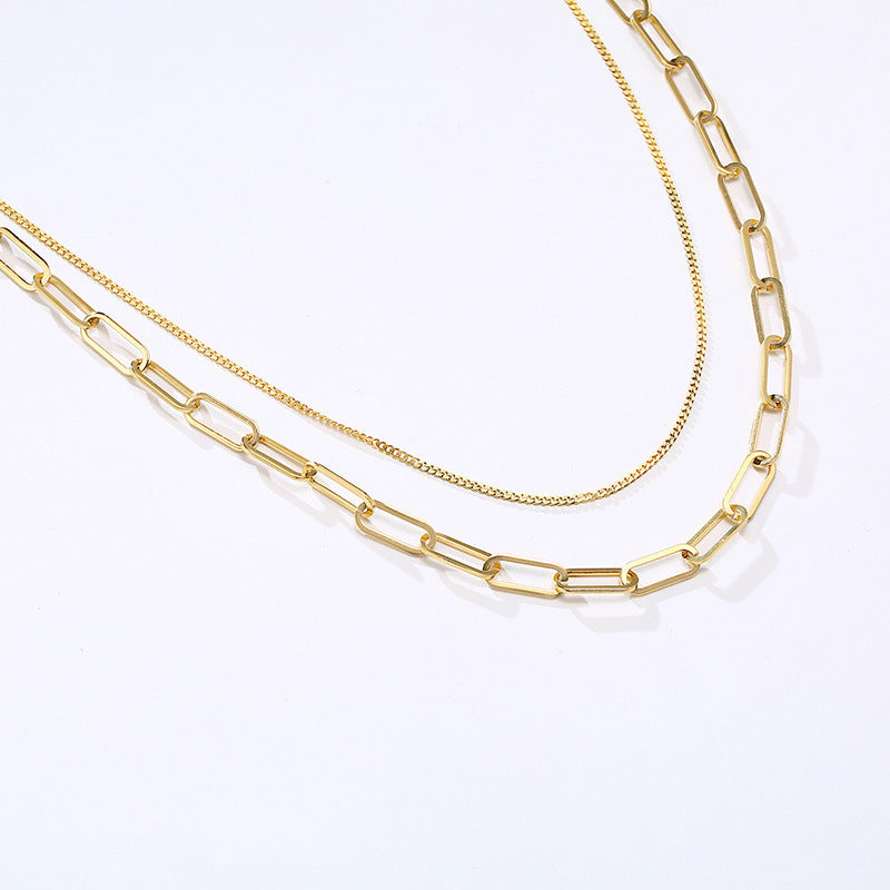 Stainless Steel Grinding Chain Double Layer Necklace Jewelry