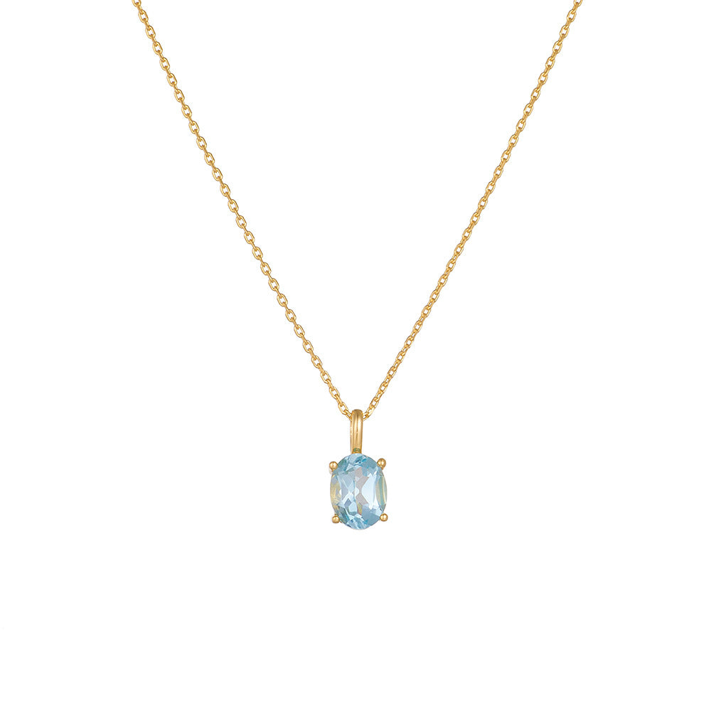 Sky Blue Topaz Sterling Silver Necklace Japan And Korea And Versatile Sense Natural
