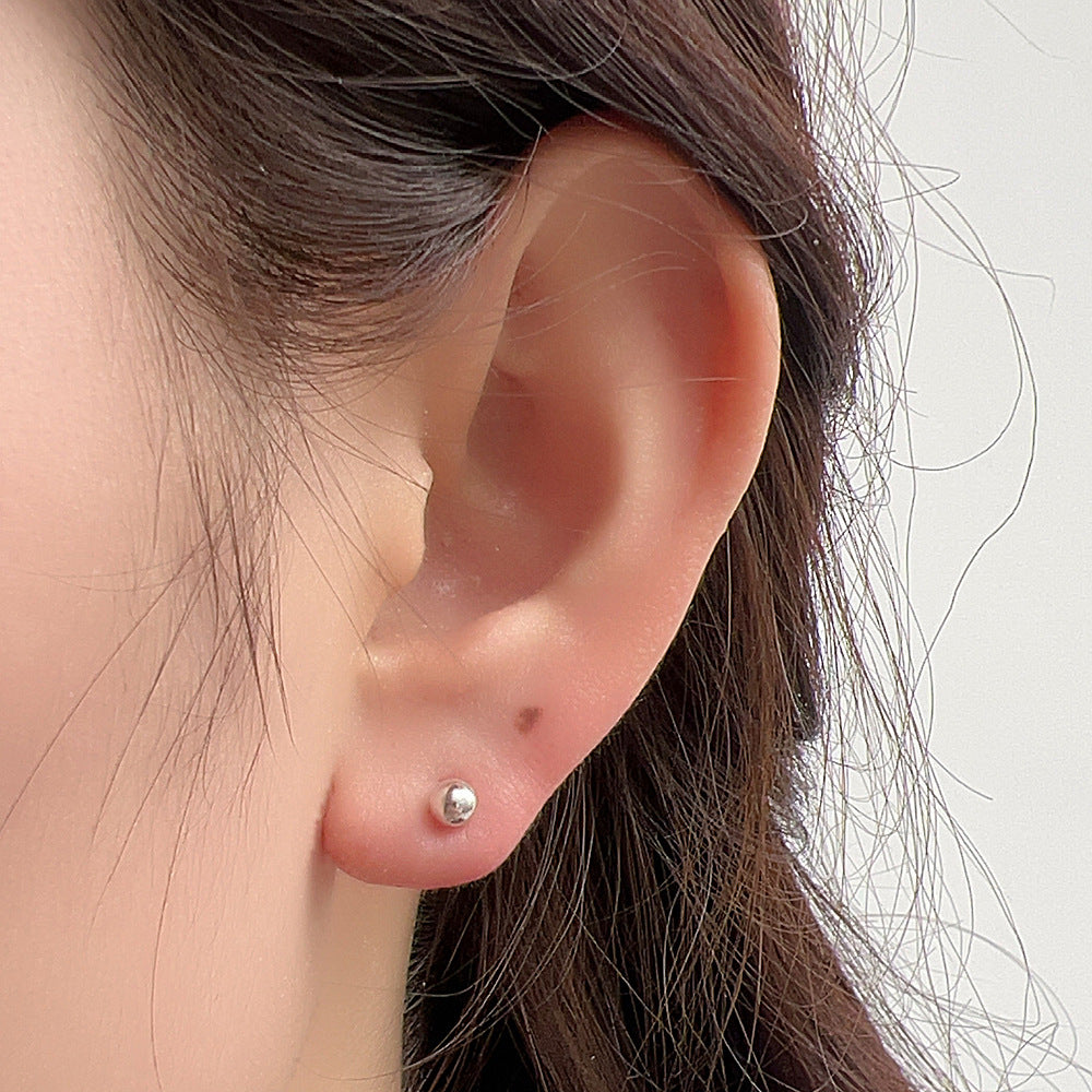 S925 Whole Body Sterling Silver Small Bead Stud Earrings