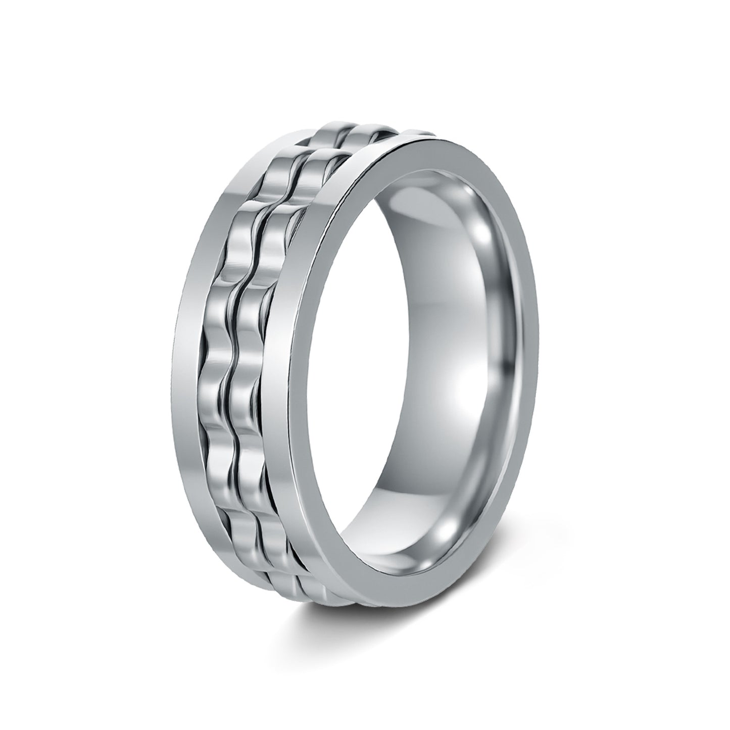 Planderful Rotating Gear Ring Multicolor For Men Unisex Titanium Steel Decompression Jewelry