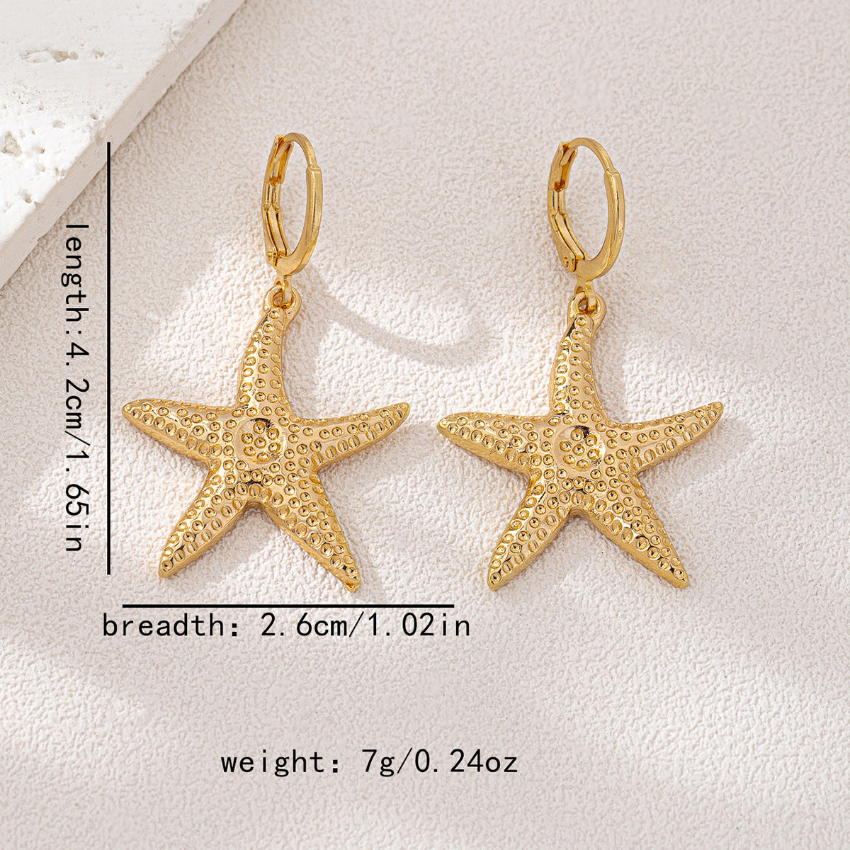 Planderful Vienna Verve Earrings – Ocean-Inspired Metal Starfish and Conch Design