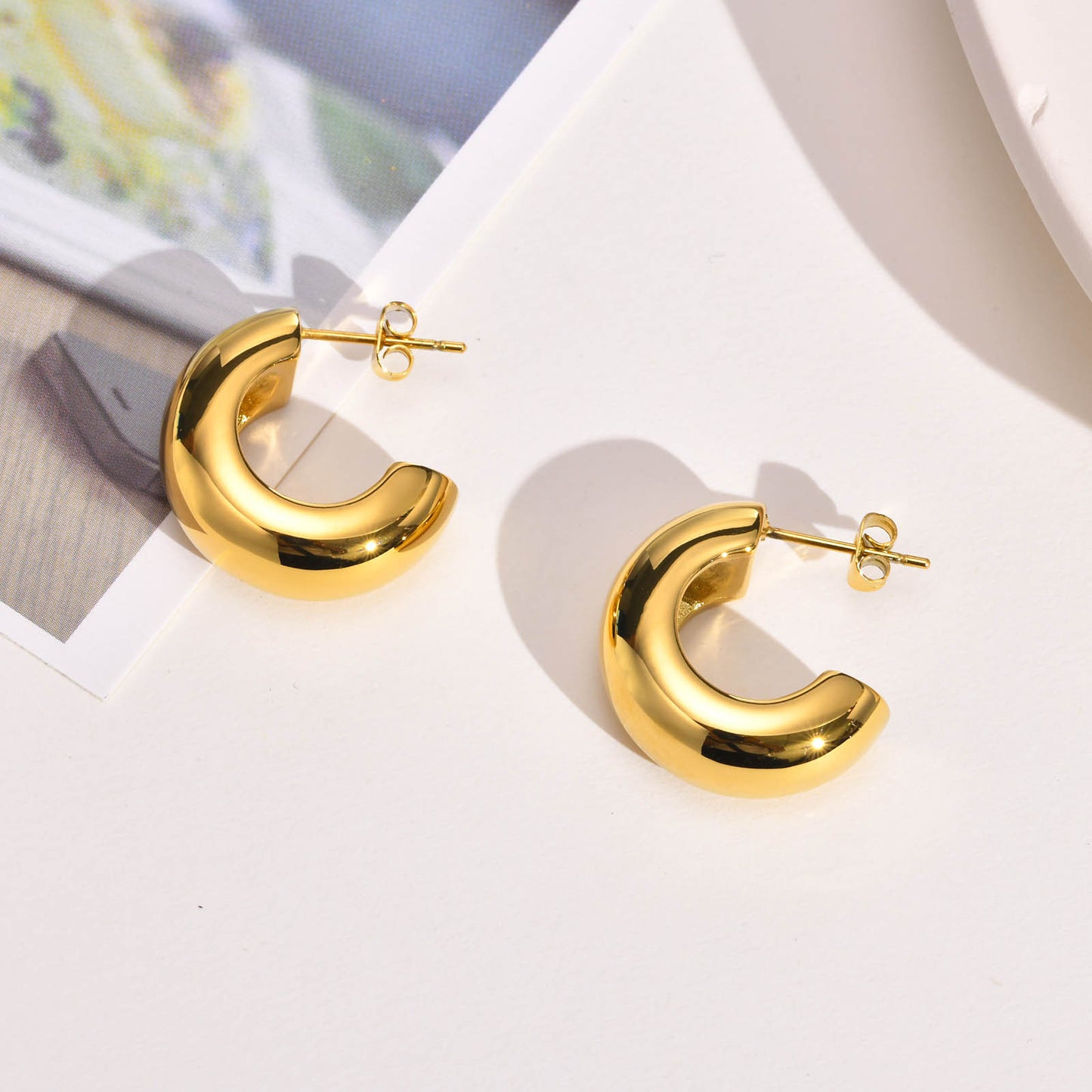 European And American Earrings C Shaped Gold Women's Wholesale
