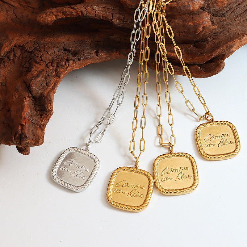 Chic English Letter Necklace with 18K Gold Plating - Elegant Genie Collection Piece