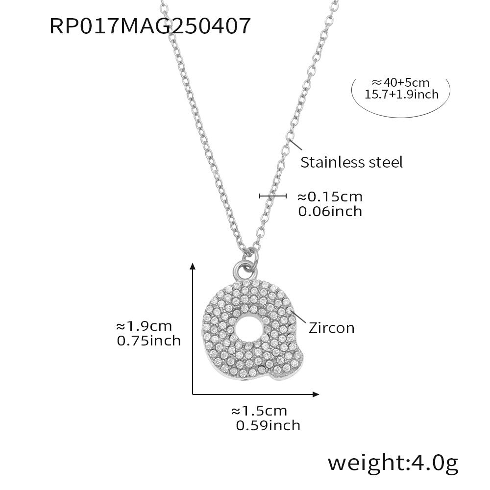 Planderful 26 Letter Zircon Necklace Gold Plated Hip Hop