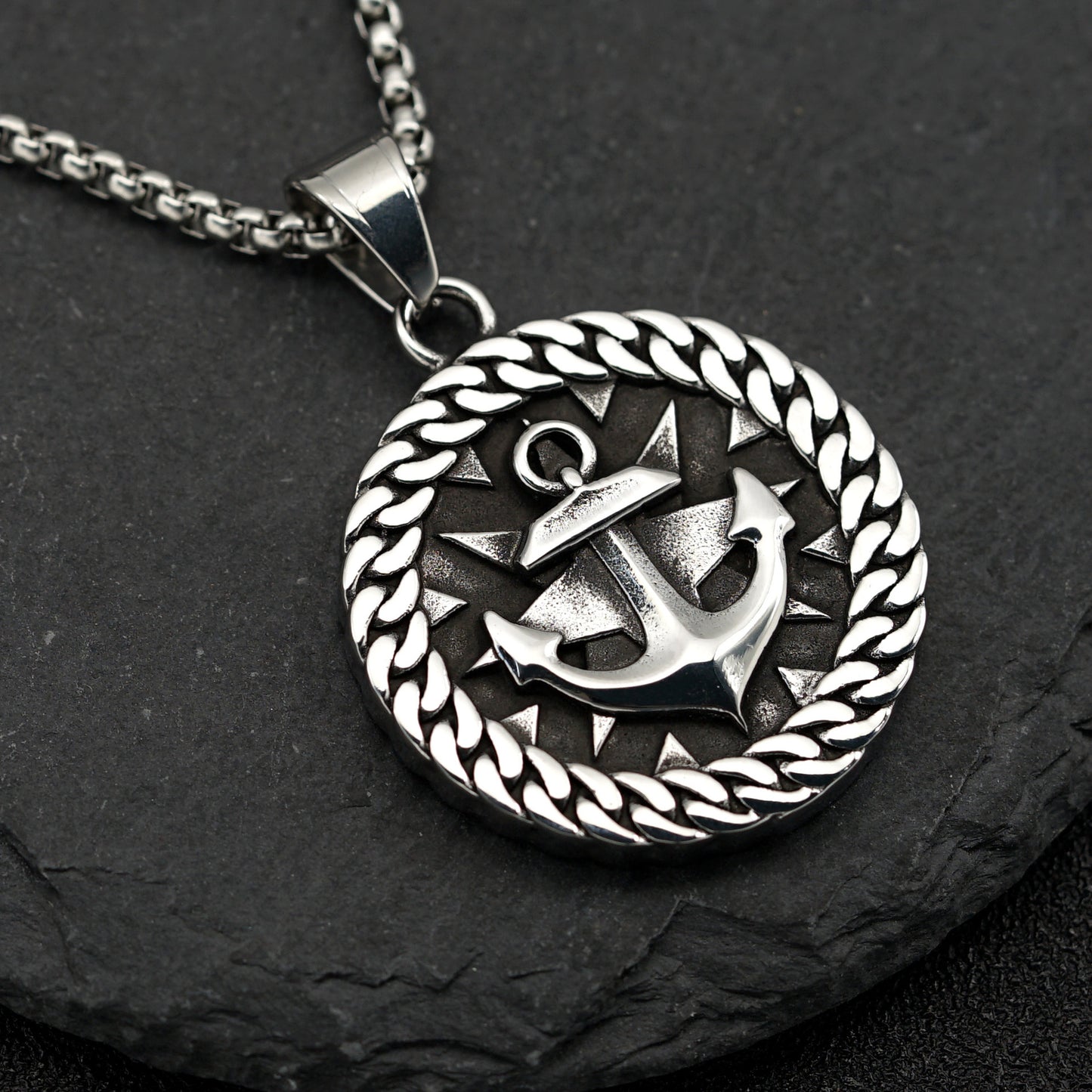 Steel Necklace – Vintage Nordic Wheel Pendant