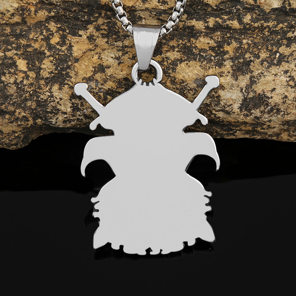 Nordic Stainless Steel Viking Double Eagle Sword Pendant Necklace for Men