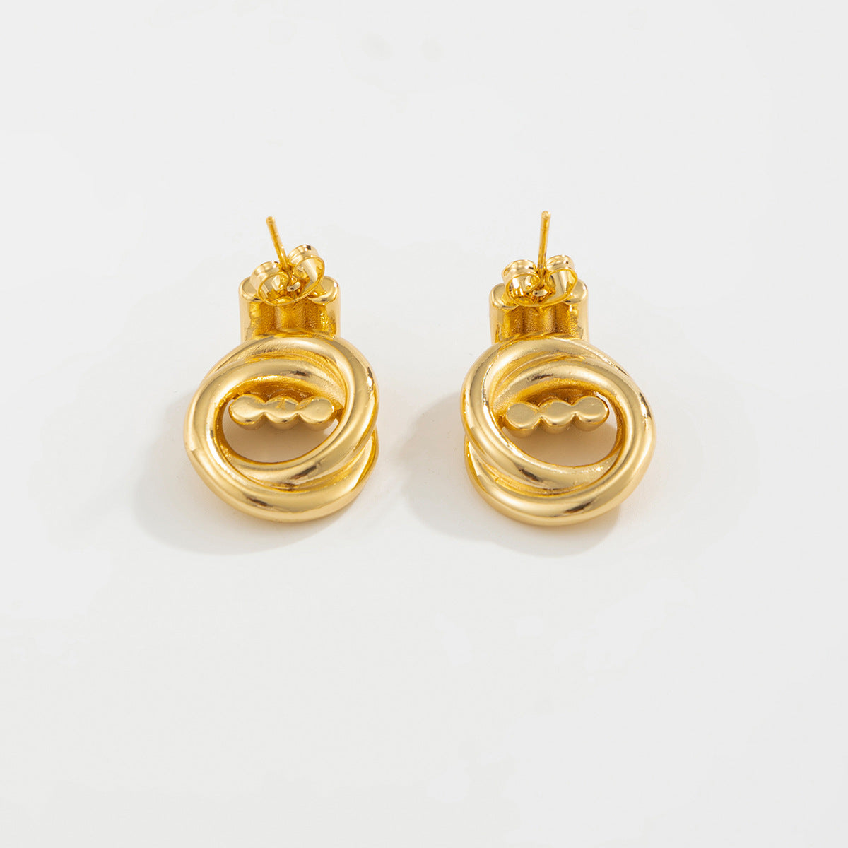 Planderful Vienna Verve Stainless Steel Ring Buckle Stud Earrings With Contrasting Color Lines For Modern Fashion Lovers