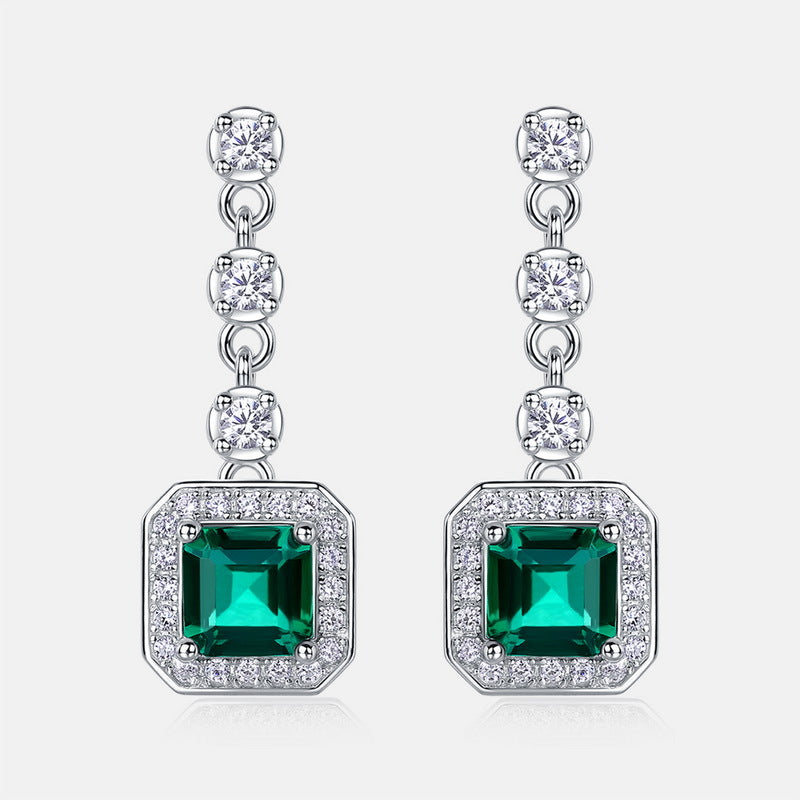 Planderful Lab Grown Emerald Earrings Sterling Silver