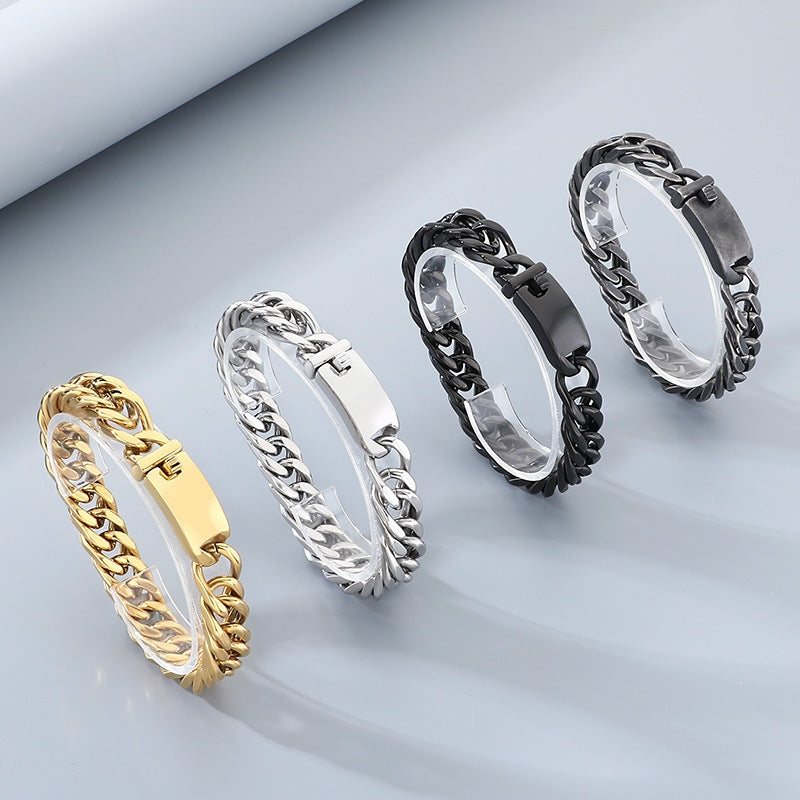 Titanium Steel – Punk 12mm Double Woven Four-Sided Grinding Cuban Chain Men's Stainless Bracelet
