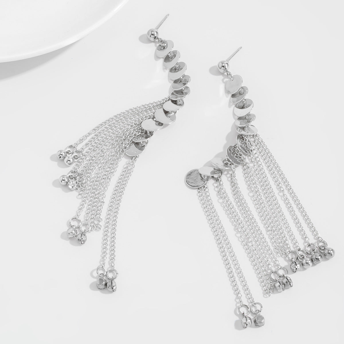 Planderful Statement Earrings Sequined Disc Fringe Rhinestone Shine For Women Bold Shimmering Rhinestones