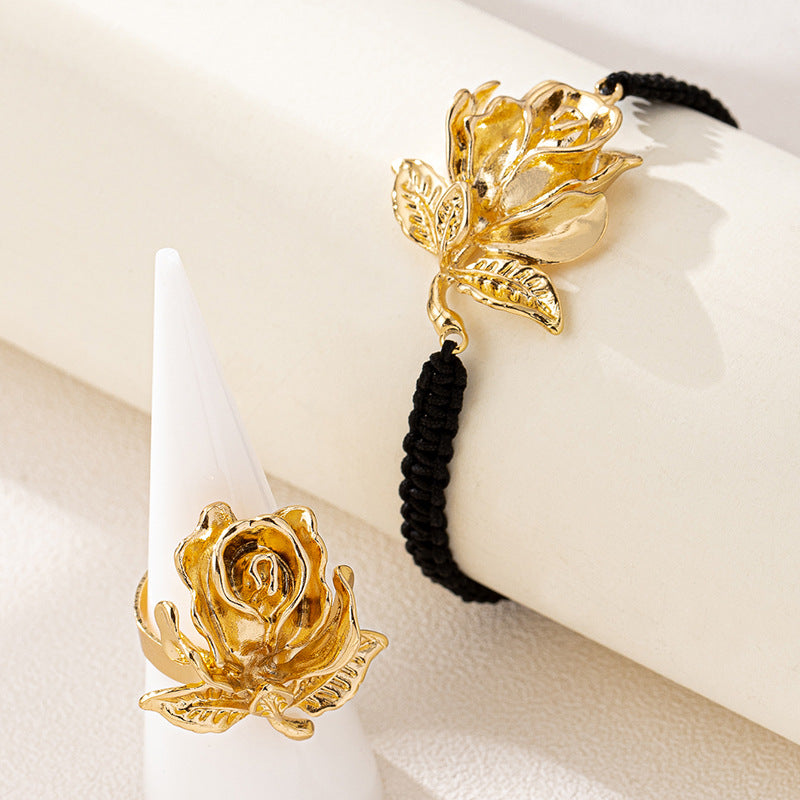 Gold Rose Jewelry Set for Women by Planderful Fashionable Elegance