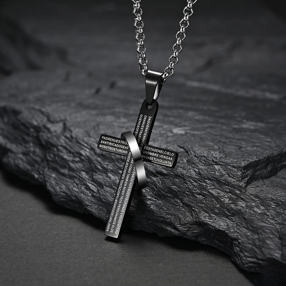 Planderful Titanium Steel Cross Necklace For Streetwear Fans Versatile Everyday Genie Pendant