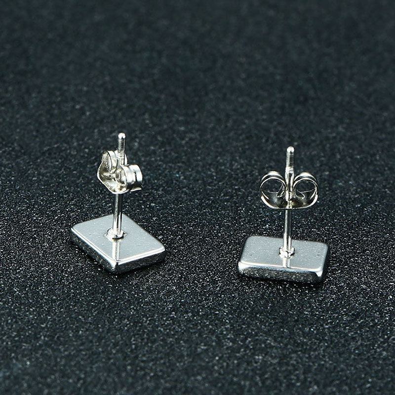 Simple And Small Spade A Stud Earrings In Titanium Steel