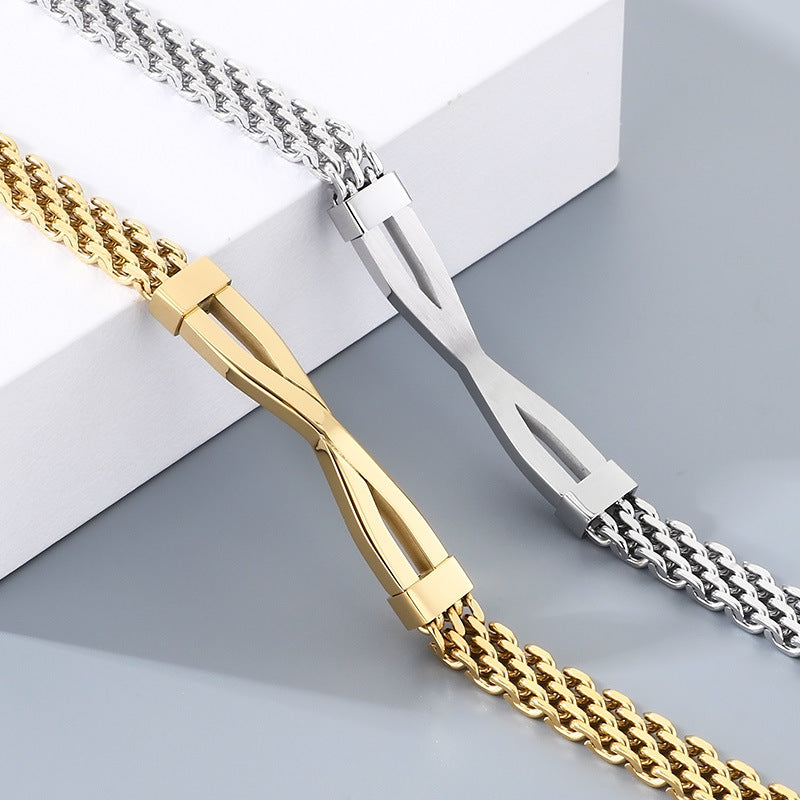 Stainless Steel Men's Design Geometric Cross Minimalist Style Titanium Steel Bracelet