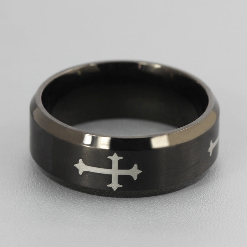 Titanium Steel Ring Religious Cross Fashion Jewelry Trendy Men's Jewelry