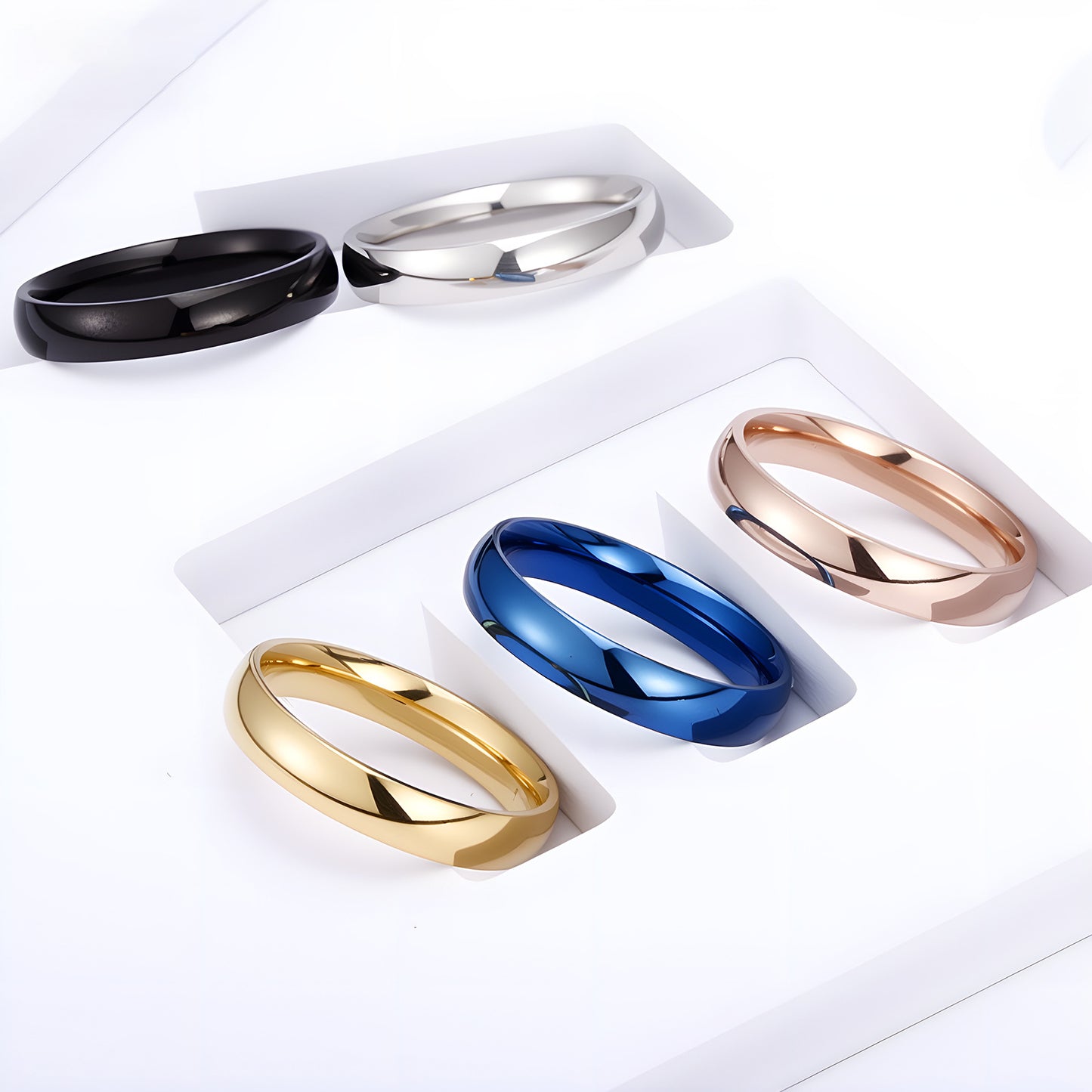 Planderful Everyday Genie Unisex 4mm Steel Ring Glossy Couple Gift For Valentines Day